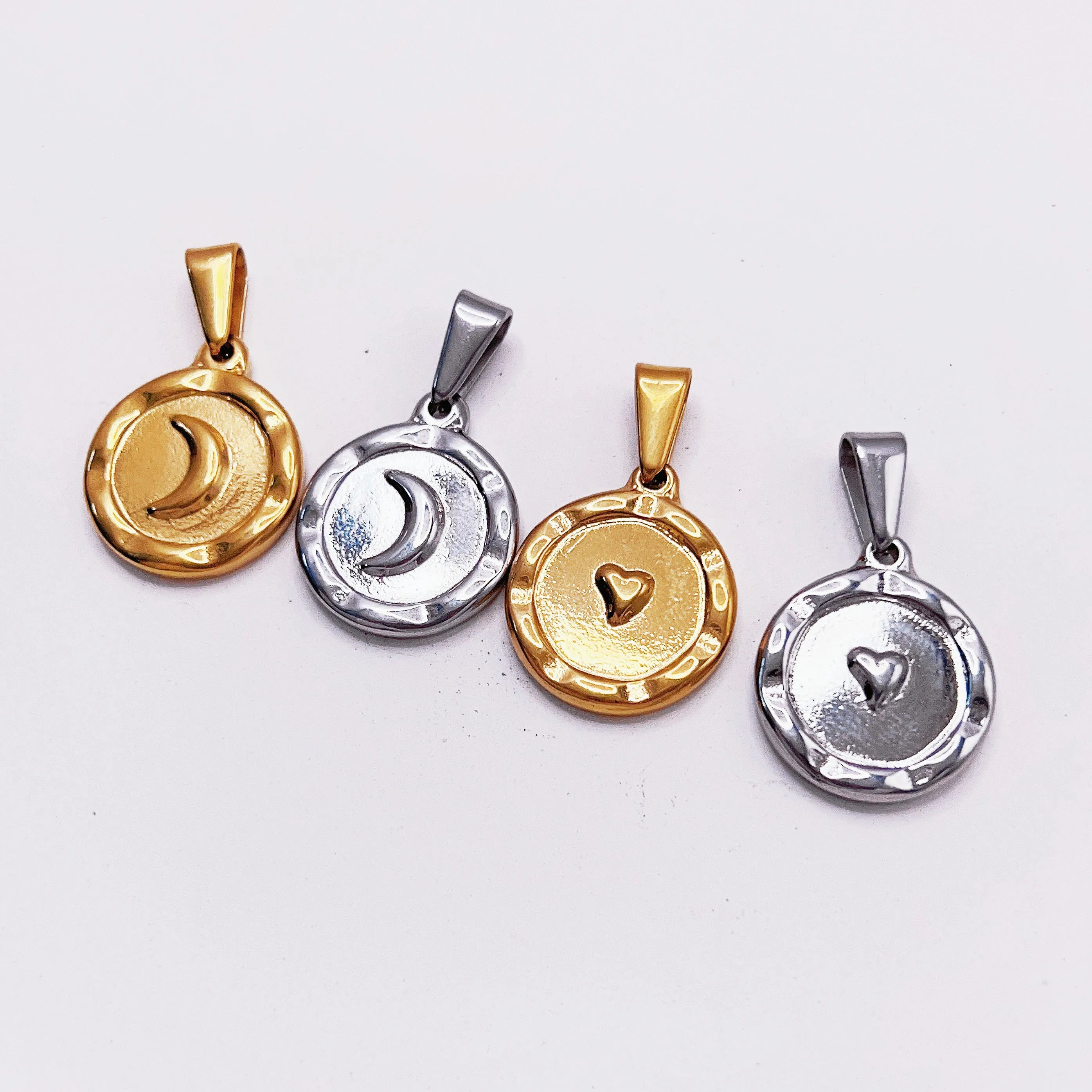 Fast Shipping Women Jewelry Accessories Pendant 18k Gold Plated Stainless Steel Moon Heart Pendant Fashion North Star Charm