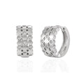 WMET598 S925 Sterling Silver Fashion Temperament Honeycomb Geometric Hoop Earrings with Cubic Zirconia Luxurious Look