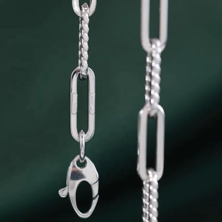 Simple and Fashionable Poseidon 18K White Bracelet Paperclip Bracelet
