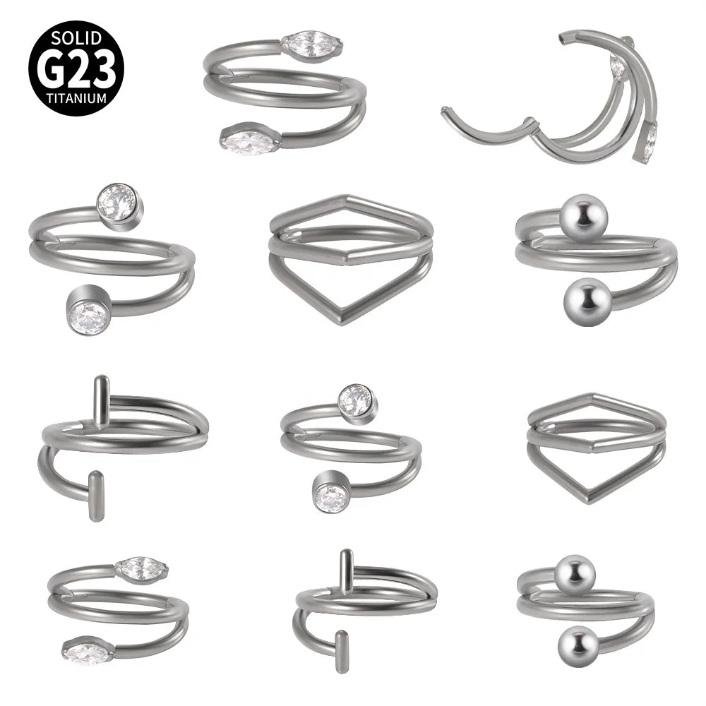 ASTM F136 Titanium S-Shaped Septum Clicker Lip Nose Hoop Labret Segment EarTragus Cartilage Daith Helix Weddings Engagements