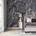 Living room black gold wallpaper marble pattern ink technology bedroom mural