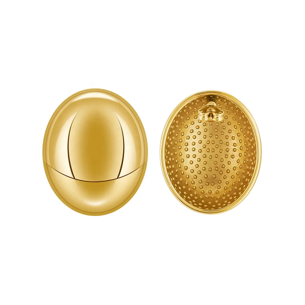 18K Gold Plated Stainless Steel Jewelry Geometric Glossy Oval Hollow Stud Earrings for Women Accessories Earrings E231464