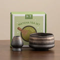 High Quality Matte Black White Porcelain 500ml Eco-Friendly Matcha Bowl with Spout Matcha Ceremony Set with Gift Box