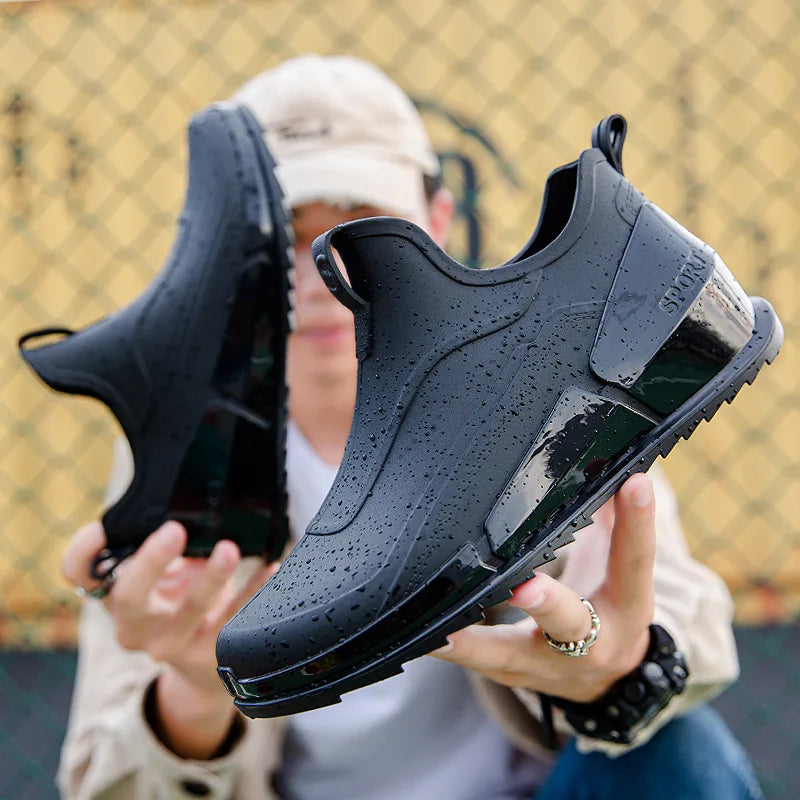 New Fashion Waterproof Shoes Short Boots Kitchen Waterproof Non Slip Wear Resistant Low Top Rain Boots Men