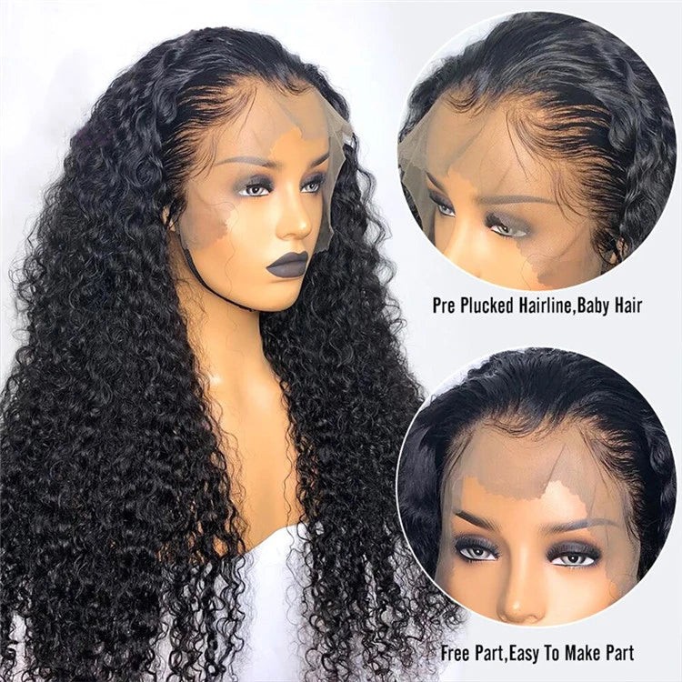 Burmese Curly Wigs Black Women Raw Indian Hair Lace Front Wig Cuticle Aligned HD Transparent Lace Frontal Straight Deep Wave