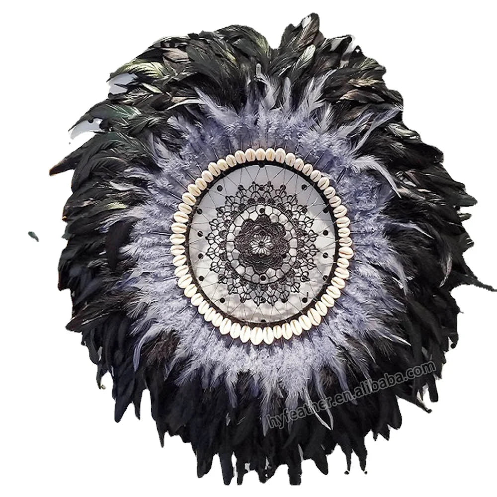 Wholesale  Modern Nordic Boho African Wall Art Feather Juju Hat Wall Decor for Sale Home Decor Christmas Living Room Bedroom