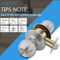 Roeasy 60mm-70mm Stainless Steel Bedroom Round Knob Lock Cylindrical Entry Door Knob Lock Interior Furniture Locks