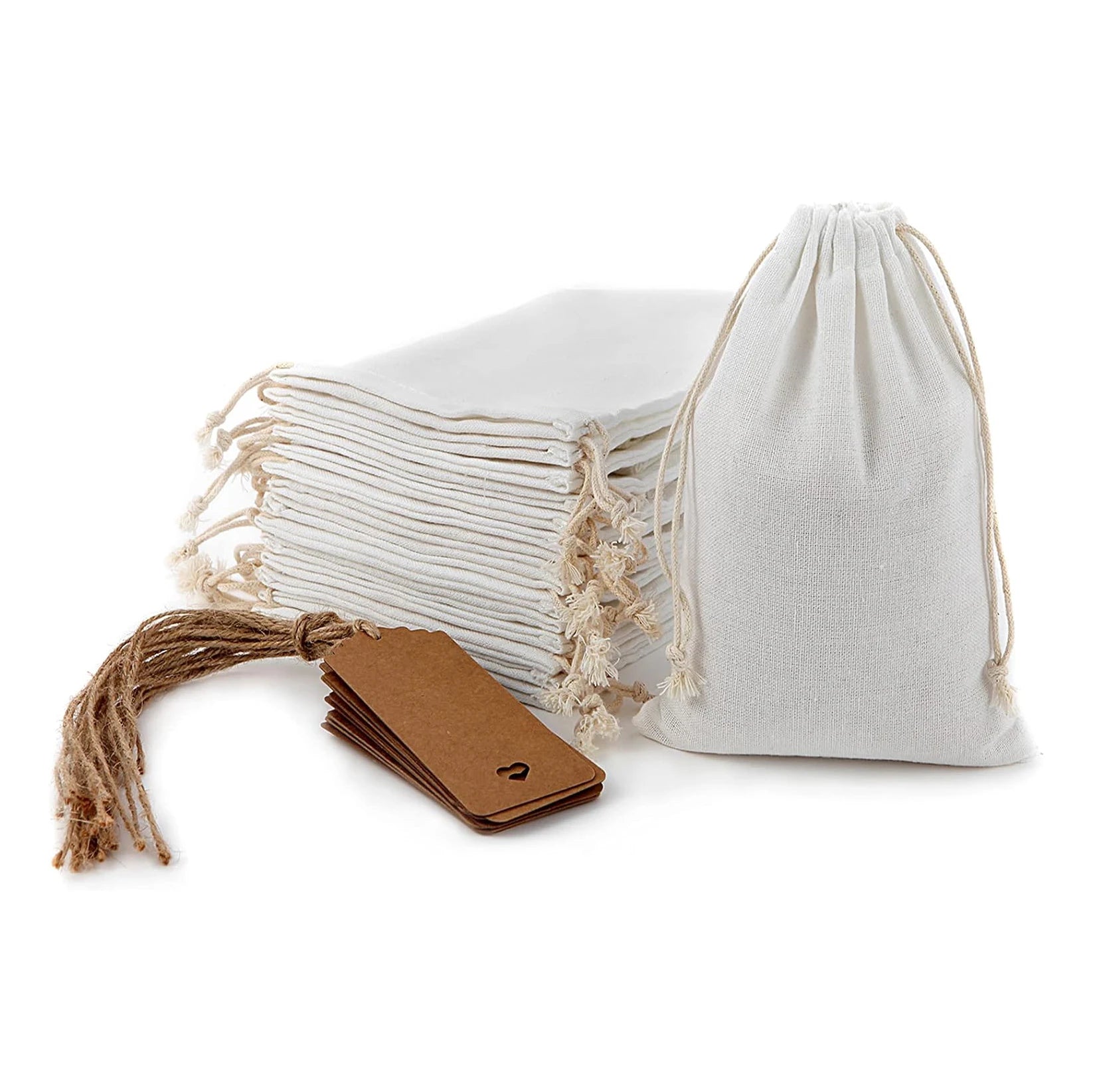 Custom Handmade Jewelry Bracelet Storage Party Gift Wrap Muslin Cotton Reusable Cloth Mini Drawstring Bag