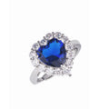 Wholesale Heart-shaped Artificial Sapphire Open Rings for Women Elegant Shiny Zircon Rings Wedding Engagement Jewelry