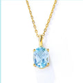 Jewelry Manufacturer Oval Blue Gemstone 925 Sterling Silver Simple Topaz Birthstone Pendant Necklace for Women Destiny Jewellery