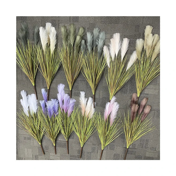 Professional Manufacture Long 3-branch New Reed Feather Flowers Decoration Artificial