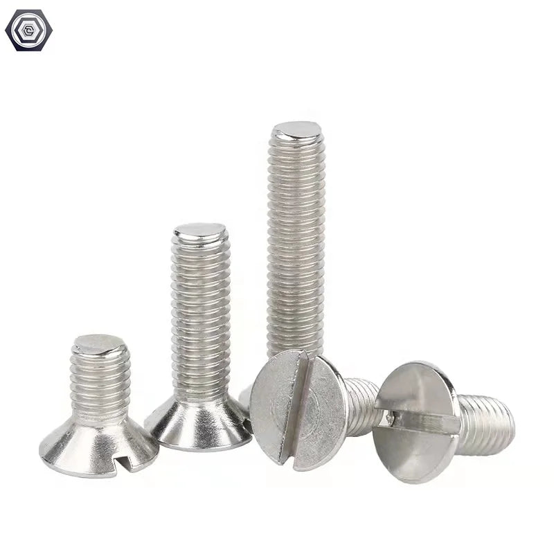 ISO/DIN Stainless Steel 304 Countersunk Head Slotted Mechinel Screws DIN963 M1.6 M2 M3 M4 M5 M6 Countersunk Head Machine Screws
