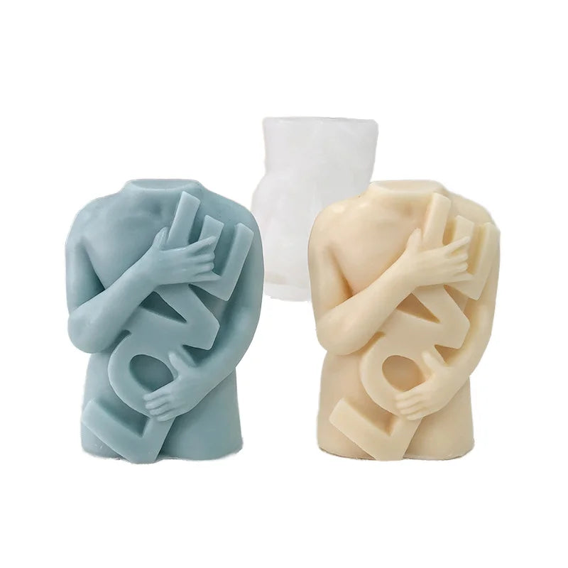 LOVE Alphabet Human Silicone Mold DIY Valentine's Day Scented Candle with Hand Gift Drops Glue Mold