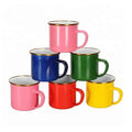 Colorful Custom Printed 350-600ml Steel Travel Coffee Mug Personalized Camping Enamel with Handle