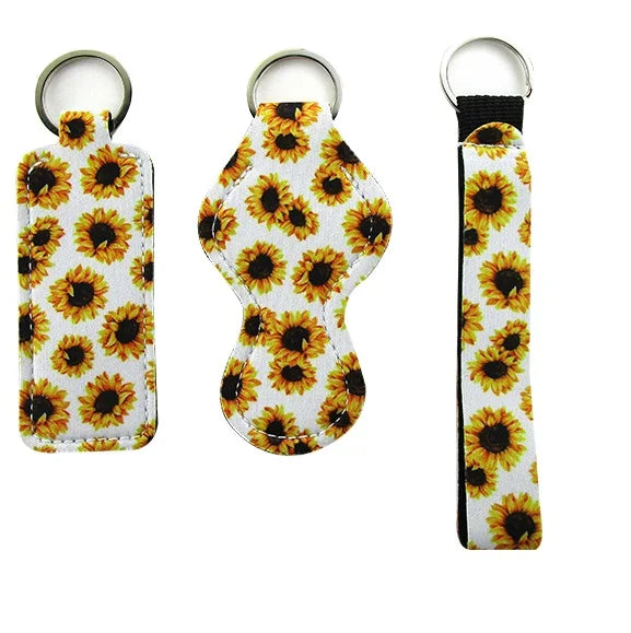 RTS Neoprene Sublimation Chapstick Holder and Wristlet Lanyard Lipstick Holder Keychain Set