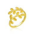 Ins Popular Gold Plated Leaf Ring Stainless Steel Adjustable Finger Ring