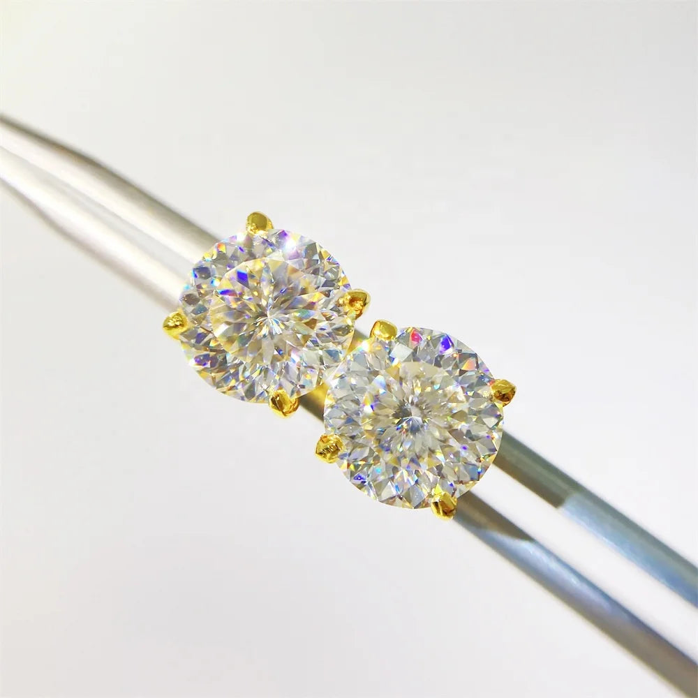 Custom Women Fine Jewelry 1.0 Ct Brilliant Round Cut Solid 925 Sterling Silver Moissanite Earrings for Men