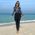 New Fashion Stylish Printed Moderate Bikini Fashion Conservative Long Sleeve Full Coverage Women's Muslim Swimwear