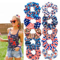 100pcs USA Flag Printed Hair Scrunchies Patriotic Scrunchies Wholesale Elastic Hair Bun Girls Ponytail Holder Headwear