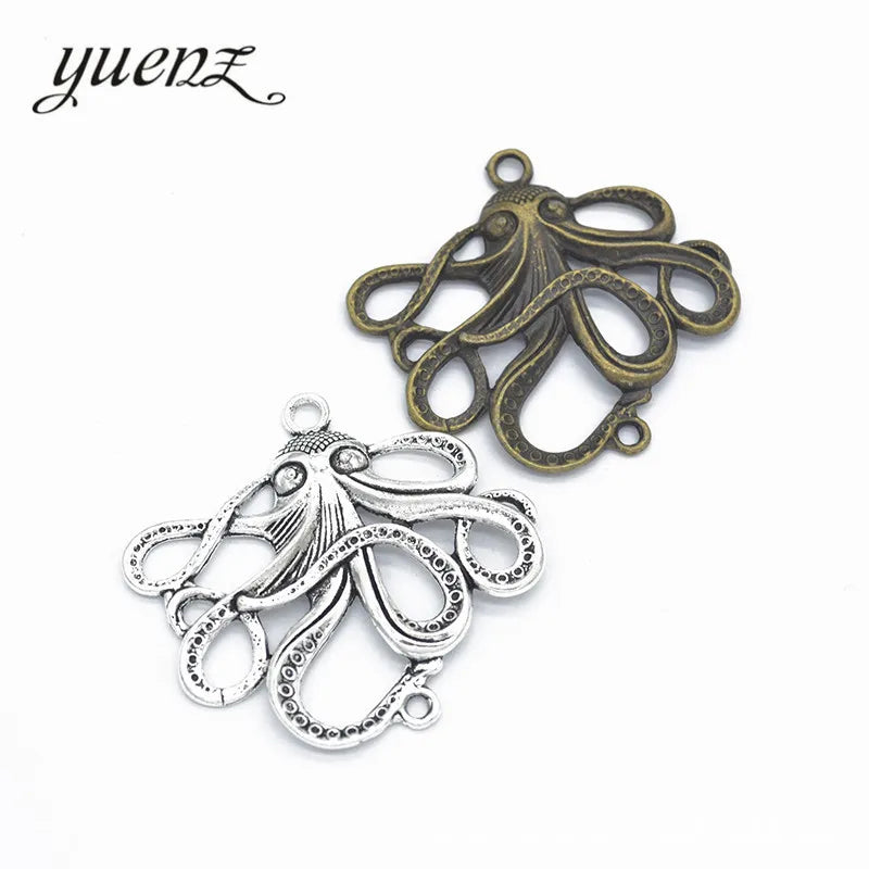 YuenZ 2 Color Antique Silver Color Octopus Charms Zinc Alloy Necklaceearring Bracelet Jewelry DIY Handmade 49*45mm D766