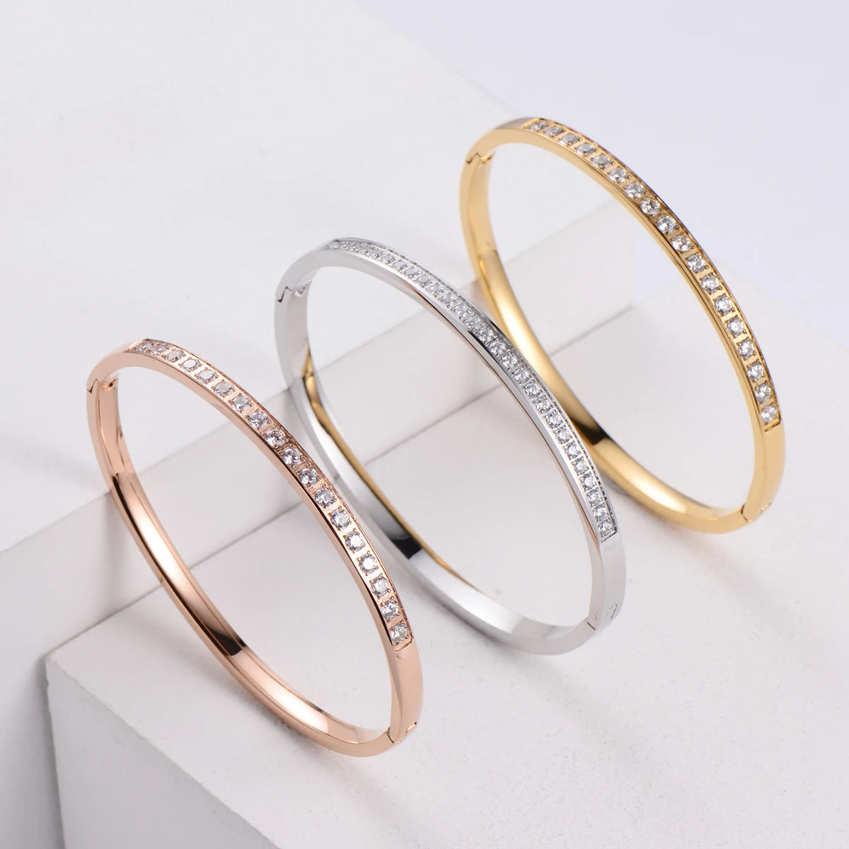 ORDRM Pulseiras Feminino Base Stainless Steel Gold Plated Bangles 18k Hand Bangle Jewelry for Jewelry Making