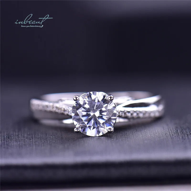 Silver 925 Original 1 Carat Brilliant Cut Diamond Test Past D Color Moissanite  Infinite Love Ring for Women Gemstone Jewelry