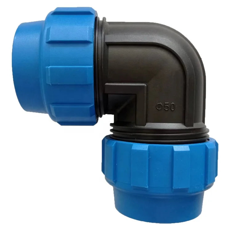 Factory Good Price PP Compression Fittings Quick Connectors Elbow for 32 MM Pe Pipe