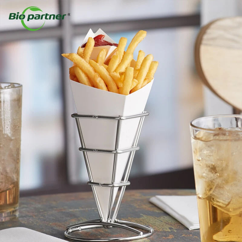Take Away Fast Food Snack Cone Churros Chips French Fry Waffle Ice Cream Paper Cone With Souce Tray