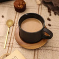 L 330ml European Style Ceramic Coffee Cup Dish Black Matte Mug With Spoon Ceramic Cup