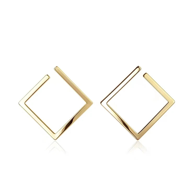 18k 14k Real Gold Geometric Custom Italian Bold Chunky Earrings Material Designs Fine Jewelry for Women