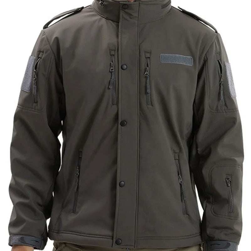 YAKEDA Winter Tactical Jacket G8 Soft Shell Tactico Coat Waterproof and Windproof Reversible with Hooded Wool Collar