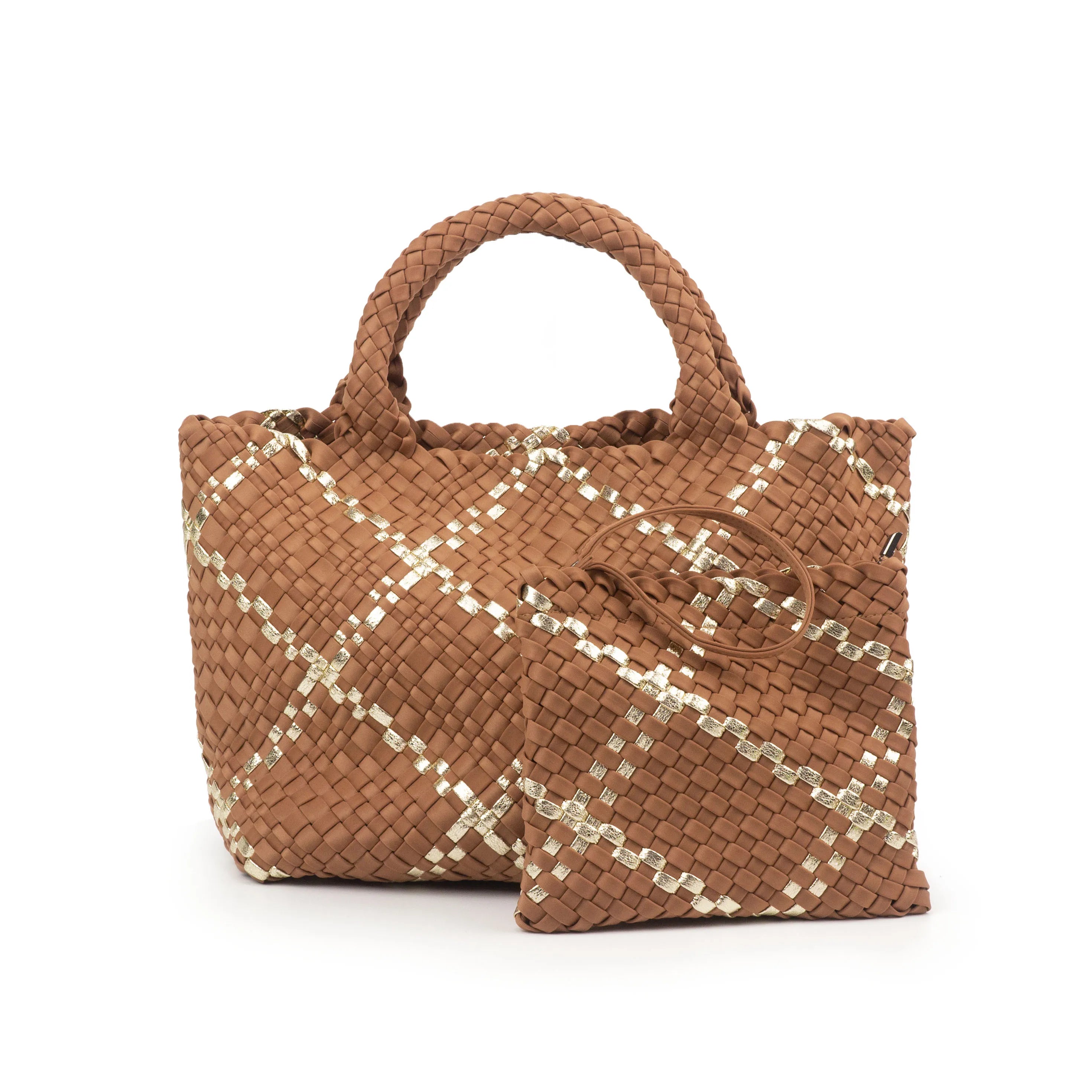 2023 Trending Wholesale Ladies Woven Tote Bag High Quality Big Capacity Neoprene Handbag with Small Purse