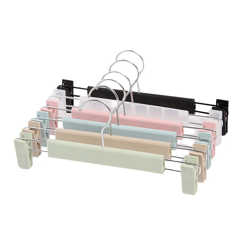 New Plastic Skirt Pants Hanger With Clips Anti Slip Clothes Hanger Household Adult Trousers Hanger Pant Rack