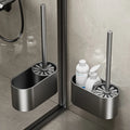 No Dead Angle Toilet Brush Holder Wall Mounted Space Aluminum Cleaning Storage Tools Bathroom Accessories Bathroom Toilet Brush