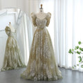 Jancember SZ155 Unique Puff Sleeve Sequins Green Formal Evening Gowns Dresses