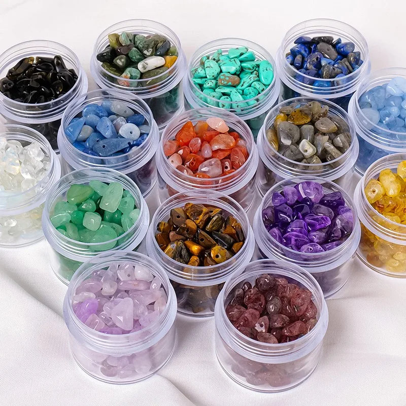 Drilled Rose Quartz Gravel Mixed Colors Drill Amethyst Crystal Chips Jewelry Making Kit for Diy Kit Gift