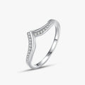 Ailmay Top Quality Rea 925 Sterling Silver Asymmetry Fashion Rings Clear Zircon for Women Girls Anti-allergy Fine Jewelry Gifts