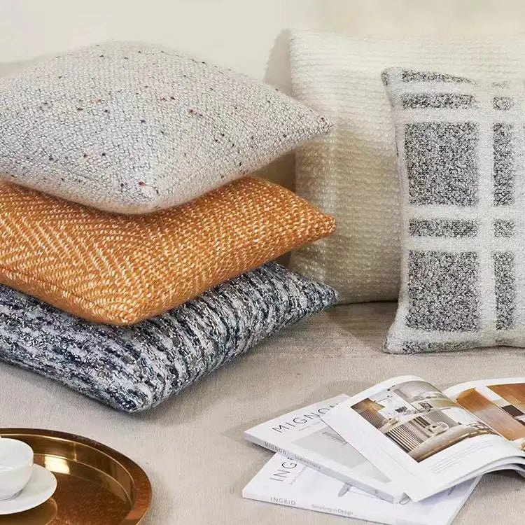 Soft Touch Square Wool Cashmere Throw Pillow for Sofa Bedroom Decorative Use