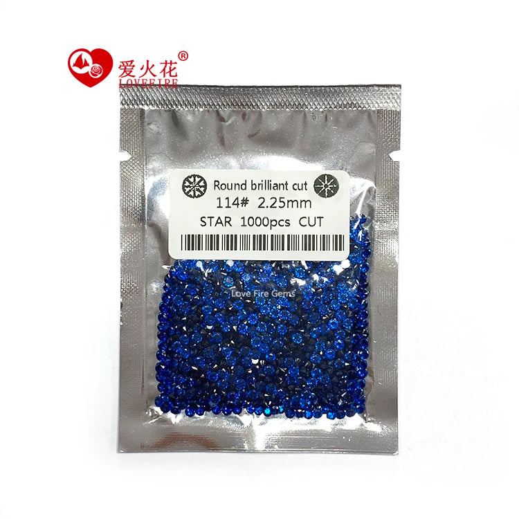 1000pcs/pack Melee Size 114# Blue Round Brilliant Cut Loose Spinel Gems Stone Synthetic Spinel