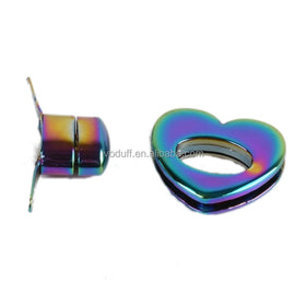 Factory Manufacture Rainbow Color Heart Shape Twist Lock DIY Purse Heart Lock