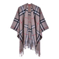 Hot Selling Luxury Designer Camel Plaid Pattern Winter Cashmere Cape Coat Fashion Women Pashmina Tassels Ponchos for Women