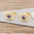 QIKU New Arrival Fashion Eye Stud Earrings Women Vintage Crystal Copper Zirconia Colorful Rhinestone Jewelry Birthday Gift