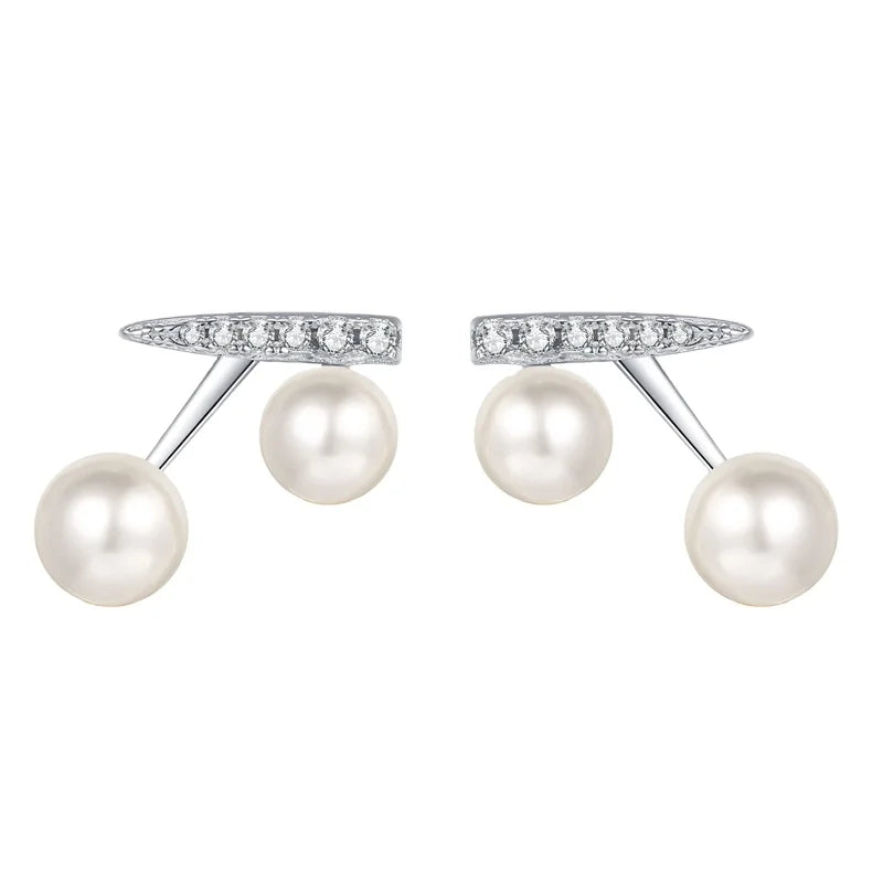 New Jewelry Fashion Moissanite Diamond Earrings 925 Sterling Silver 18K Gold Plated Pearl Studs Earrings for Women