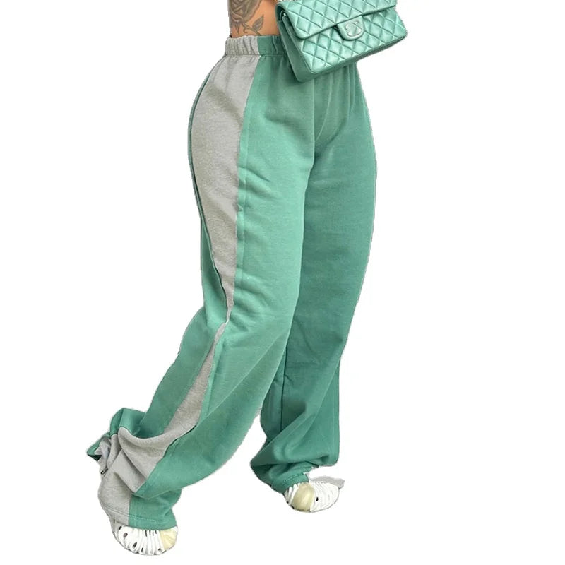 Wholesale Autumn Patchwork Flare Sweat Pants for Women High Waist Casual Women Pants for Ladies Sweat Pants