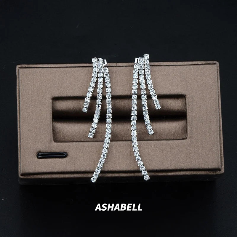 New S925 Silver Light Luxury Temperament Long Tassel Earrings European and American Ins Fashion Versatile