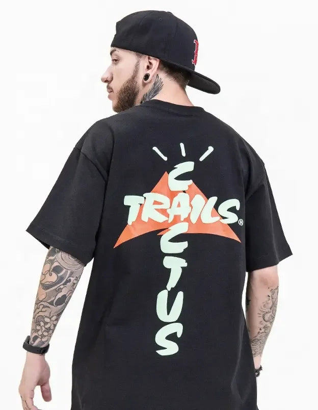 Hot Sell Big Men's Vintage Crew Neck Short Sleeve Knitted 100% Cotton Black Breathable Quick Dry Casual Loose Fit T-shirts
