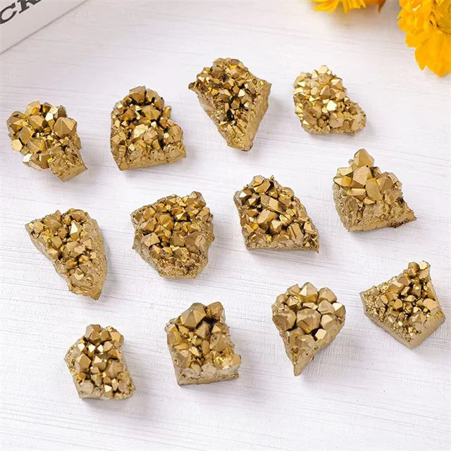 New Arrivals Mineral Stone Rough Raw Points Natur Gemstones Gold Aura Quartz Crystal Specimens Clusters for Decor