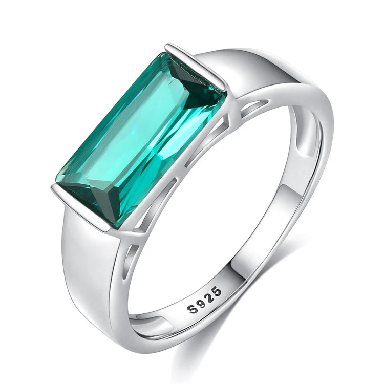 Simple Fine Jewelry 925 Sterling Silver Square Shape Gemstone Engagement Rings Fashion Zircon Stones Rings for Women