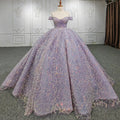 Off Shoulder Sweetheart Sequined Tulle Plus Size Evening Dress Jancember 9944-1