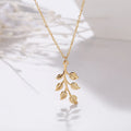 European American New Creative Retro Simple Necklace Gold Plated Leaf Pendant Necklace for Women
